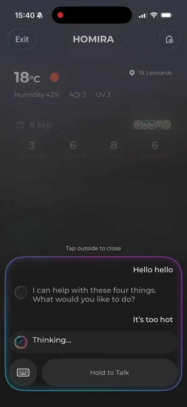 Homira Agent interface demonstration